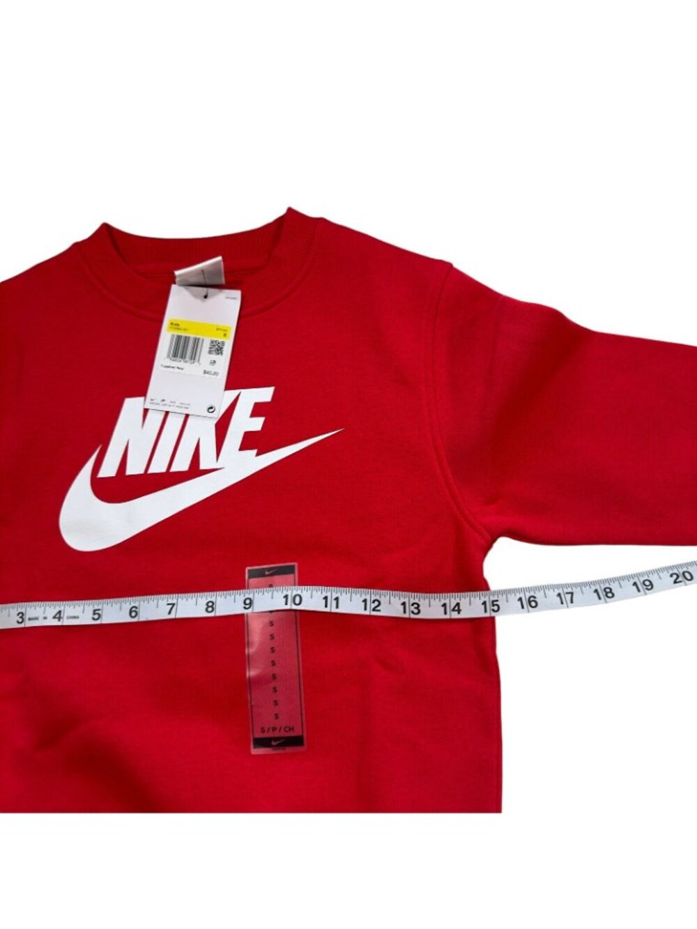 Nike Kids Small Red Sweatshirt Long Sleeve Logo Classic Standard Print -NEW - Picture 5 of 10